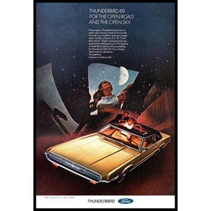 1969 Ford Thunderbird 2 Door Coupe Vintage Print Ad Moonroof Open Sky Wall Art